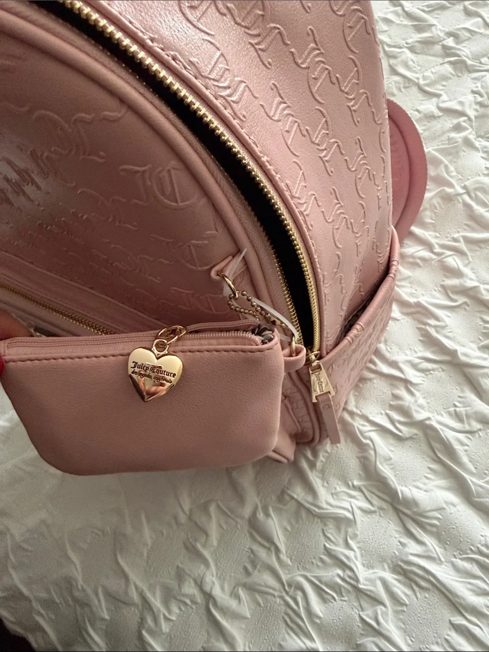 Juicy Couture Blush Pink Embossed Logo Backpack Brand New !!